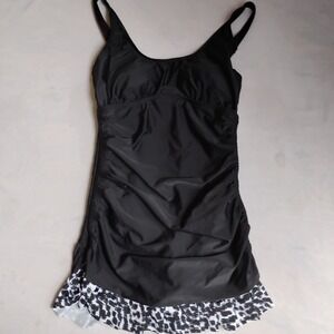 Maxine Of Hollywood Swimsuit 12 One Piece Swim Dress Modest‎ Runch Slimming New